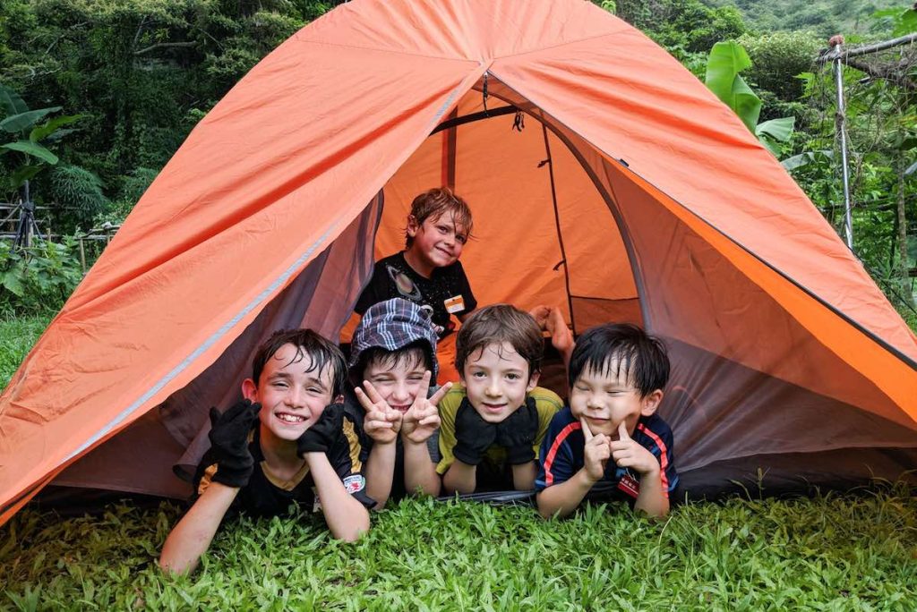 Children camping at Ark Eden